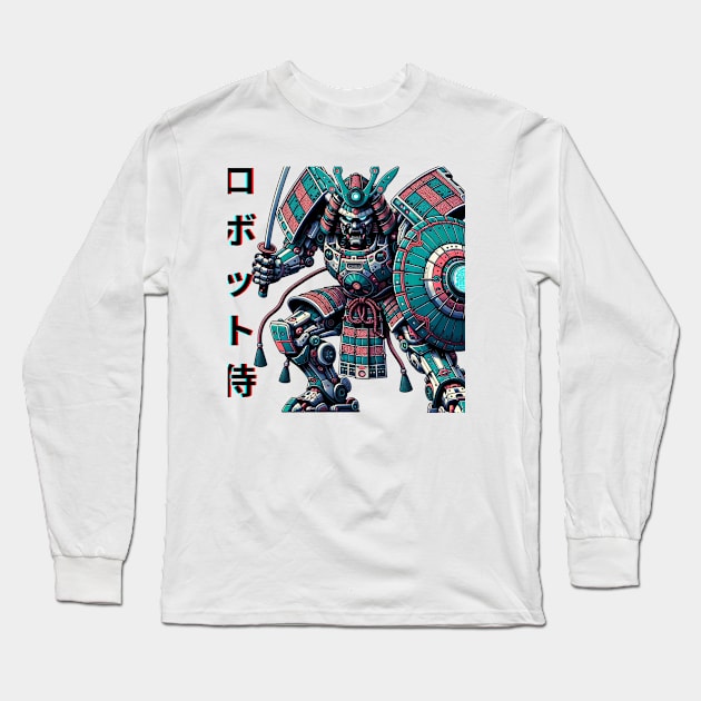 Shielded Samurai Sentinel Long Sleeve T-Shirt by Robot Tees